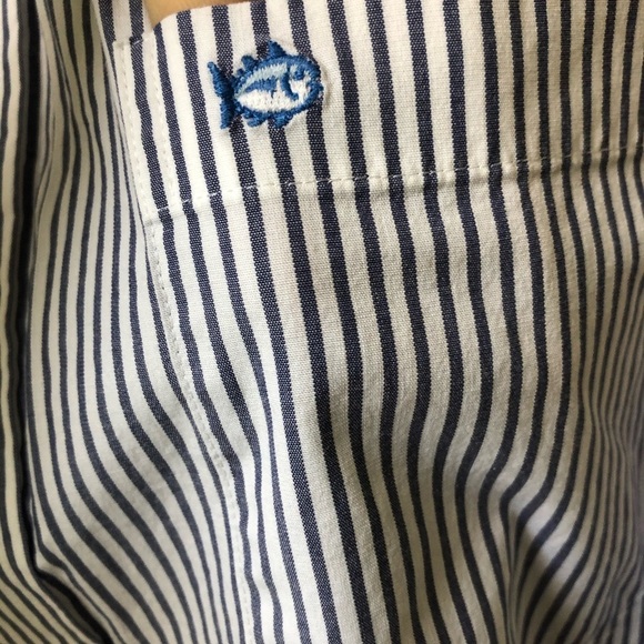 SOUTHERN TIDE Men’s Blue White Stripe Button Down Shirt Long Sleeve Size L - Picture 4 of 9
